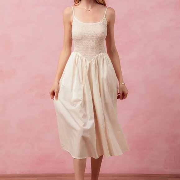 SO ME Smocked Sleeveless Casual Everyday Dress With‎ Slit - Picture 9 of 10